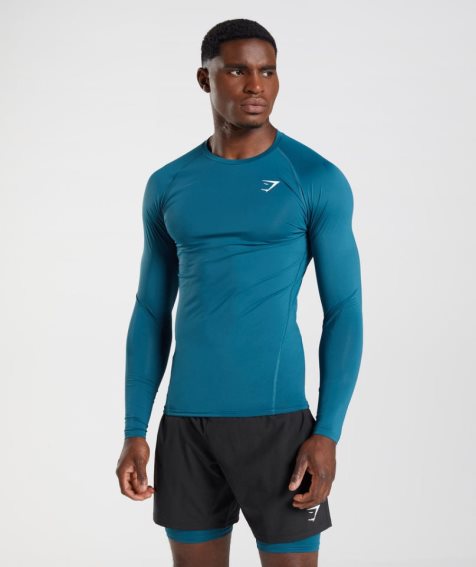Camiseta Gymshark Element Baselayer Long Sleeve Top Hombre Azules | MX 925EUO